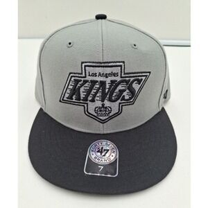 Los Angeles Kings '47 Brand Black / Grey Flat Bill Structured Hat, Size: 7, New